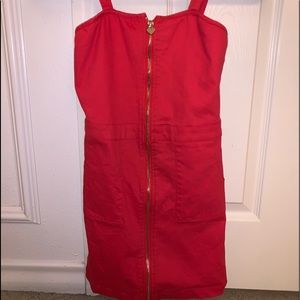 bright red denim bodycon dress!